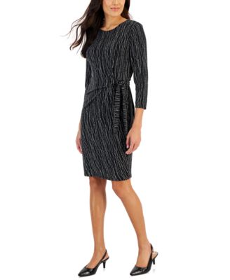 Kasper - Women's Anise Metallic Faux-Wrap Dress