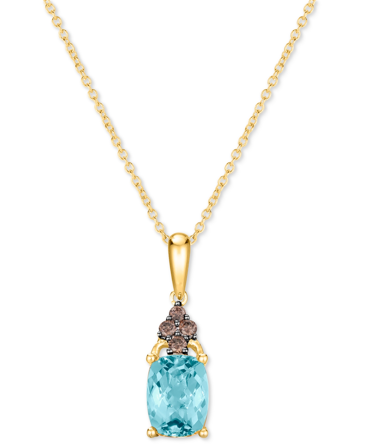 Le Vian Chocolatier Sea Blue Aquamarine (1-1/6 Ct. T.w.) & Chocolate Diamond (1/10 Ct. T.w.) 18" Pendant Nec In Aquamarine