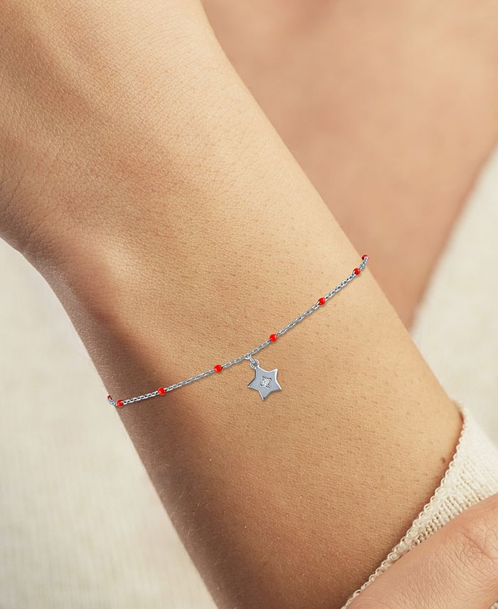 Macy's Diamond Accent & Enamel Bead Star Charm Bracelet in Sterling