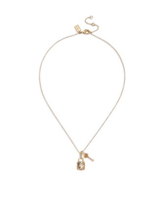 Quilted Padlock Key Necklace