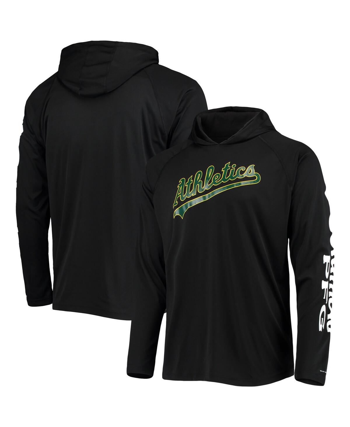 Men's Columbia Black Oakland Athletics Terminal Tackle Omni-Shade Raglan Pullover Hoodie - Black