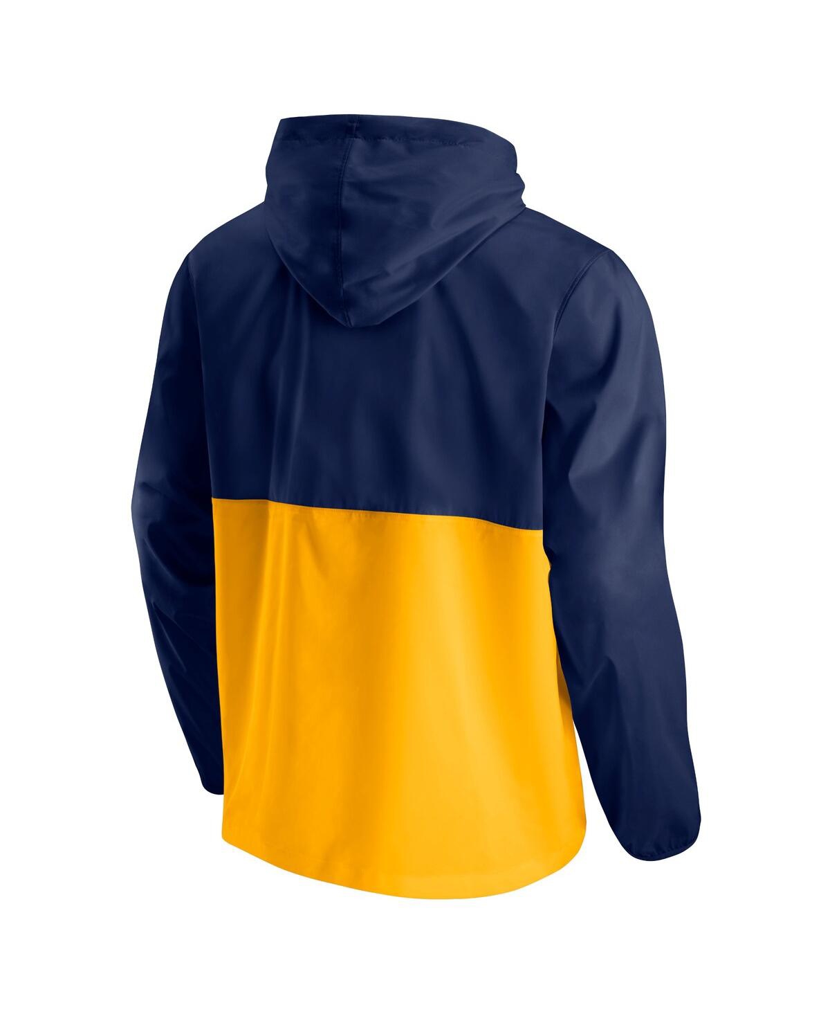 Fanatics Men's  Navy, Gold Utah Jazz Anorak Block Party Windbreaker Half-zip Hoodie Jacket In Navy,gold