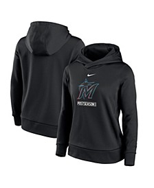 Women's Black Miami Marlins 2020 Postseason Authentic Collection Pullover Hoodie