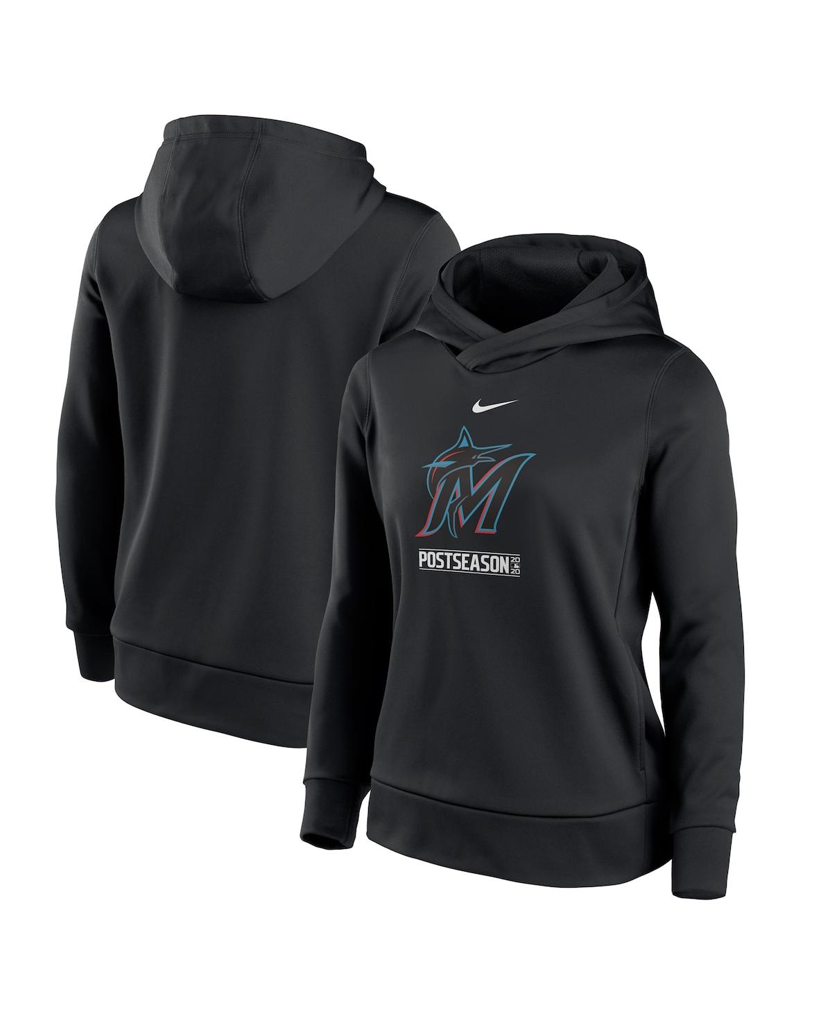 Women's Nike Black Miami Marlins 2020 Postseason Authentic Collection Pullover Hoodie