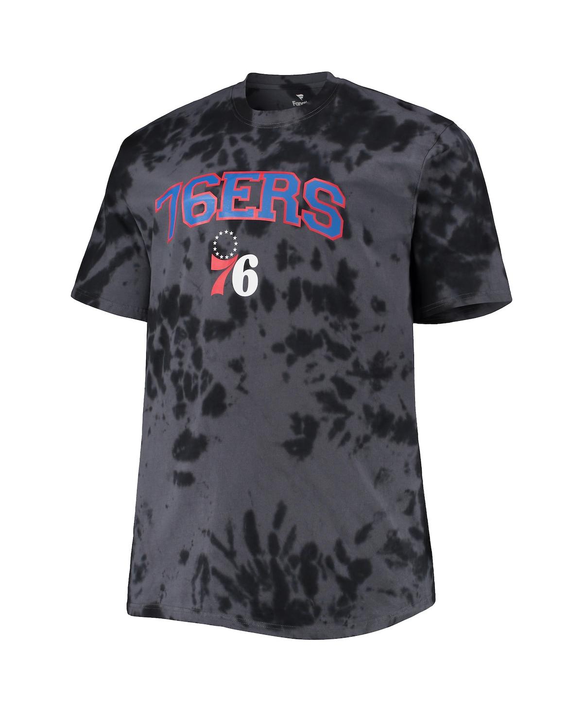 Shop Profile Men's Black Philadelphia 76ers Big And Tall Marble Dye Tonal Performance T-shirt