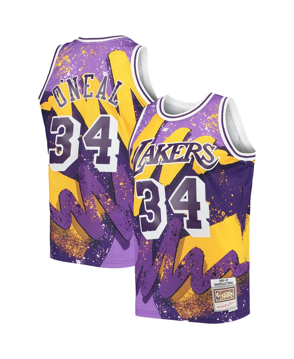Men's Mitchell & Ness Shaquille O'NealLos Angeles Lakers Hardwood Classics 1996-97 Hyper Hoops Swingman Jersey - Purple