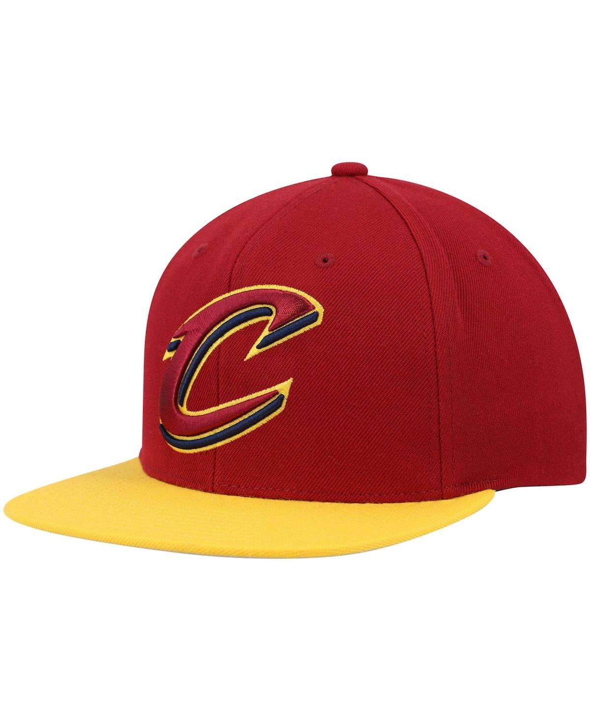 Mitchell & Ness Men's  Wine, Gold Cleveland Cavaliers Team Two-tone 2.0 Snapback Hat In Wine,gold