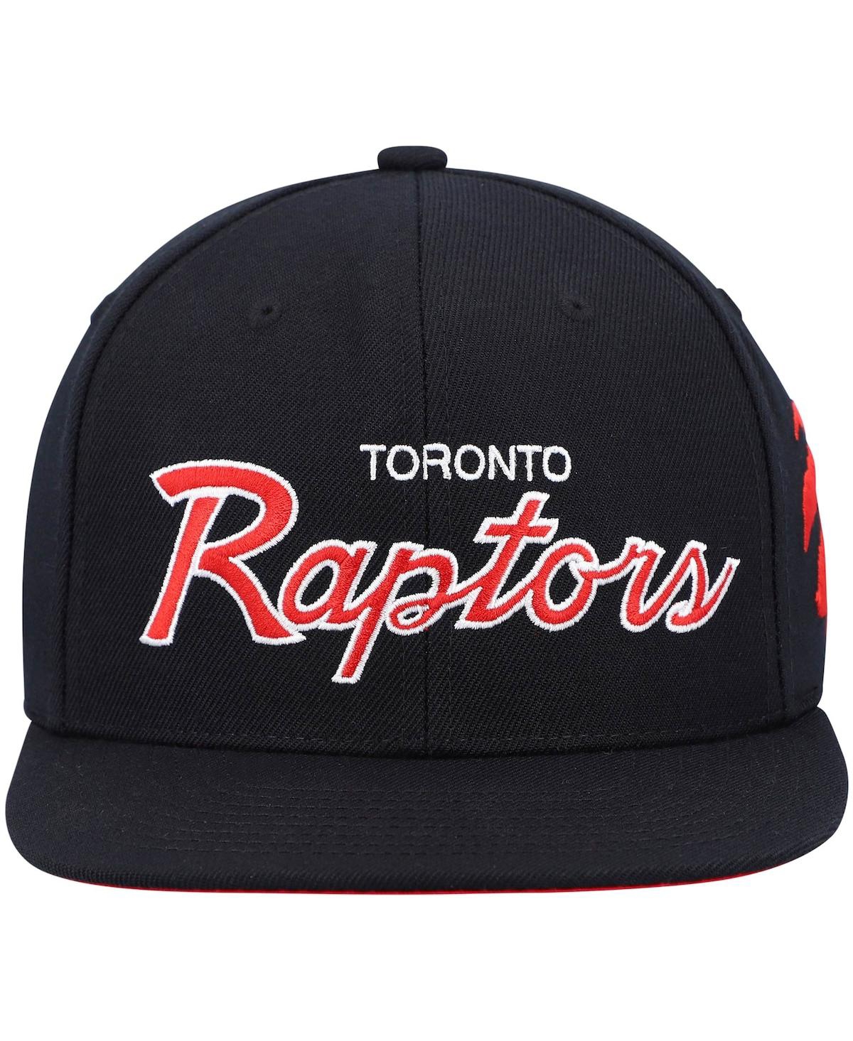 Mitchell & Ness Men's  Black Toronto Raptors Hardwood Classics Script 2.0 Snapback Hat In Black