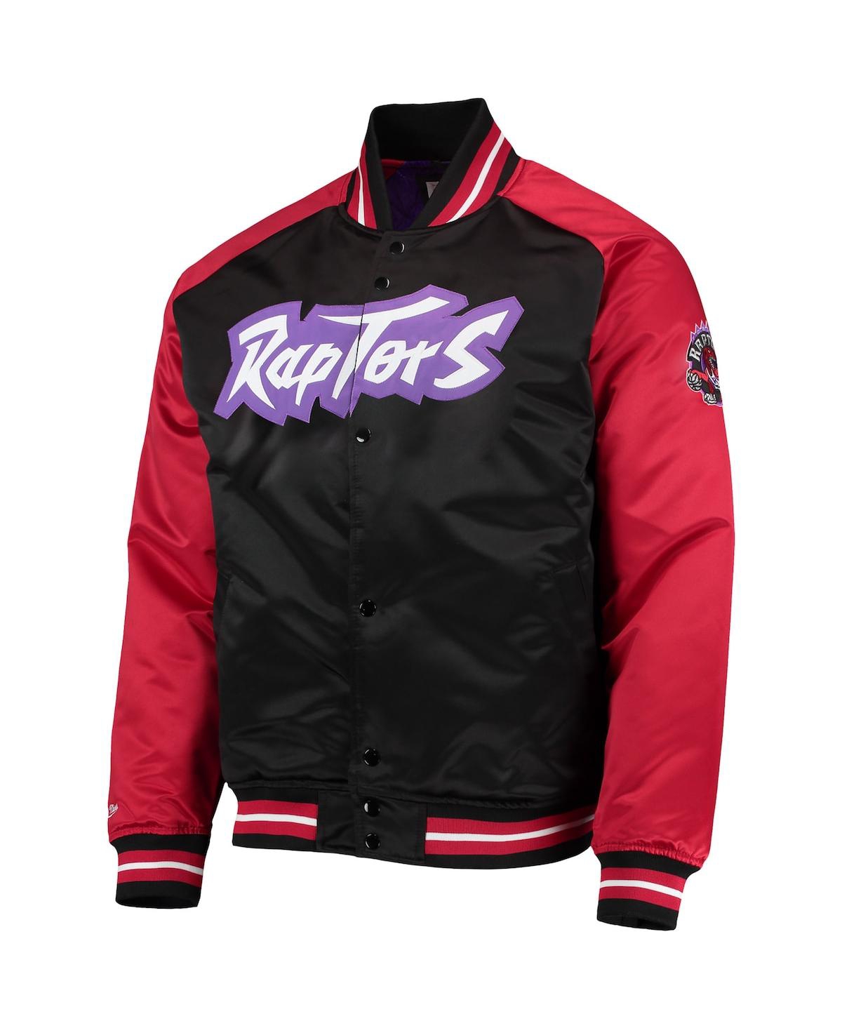 Shop Mitchell & Ness Men's  Black, Red Toronto Raptors Hardwood Classics Reload 3.0 Raglan Full-snap Satin In Black,red