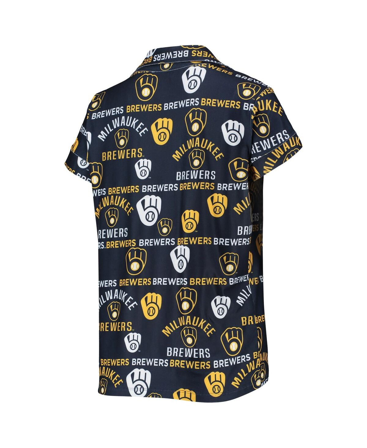 Shop Concepts Sport Women's  Navy Milwaukee Brewers Flagship Allover Print Top And Shorts Sleep Set