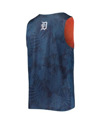 Men's Navy Detroit Tigers Floral Reversible Mesh Tank Top