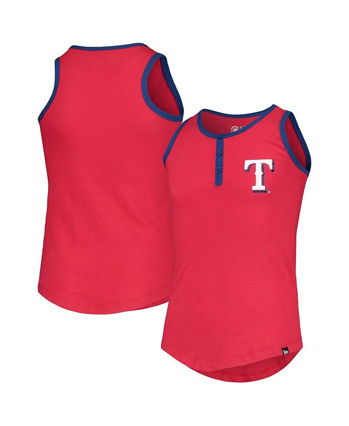 New Era Big Girls Red Texas Rangers Henley Tank Top - Macy's