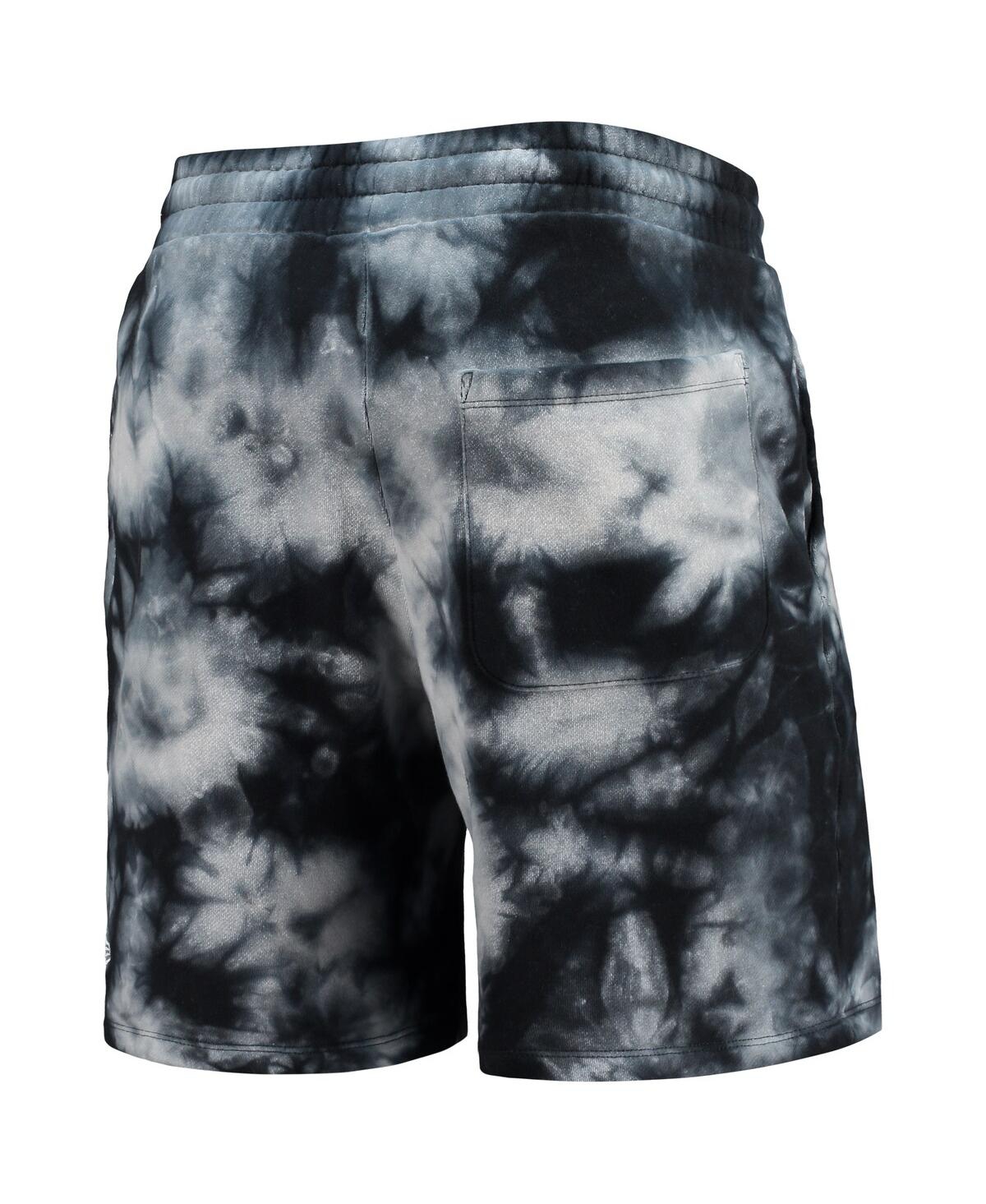 NEW ERA MEN'S NEW ERA BLACK ATLANTA HAWKS FLEECE TIE-DYE SHORTS 
