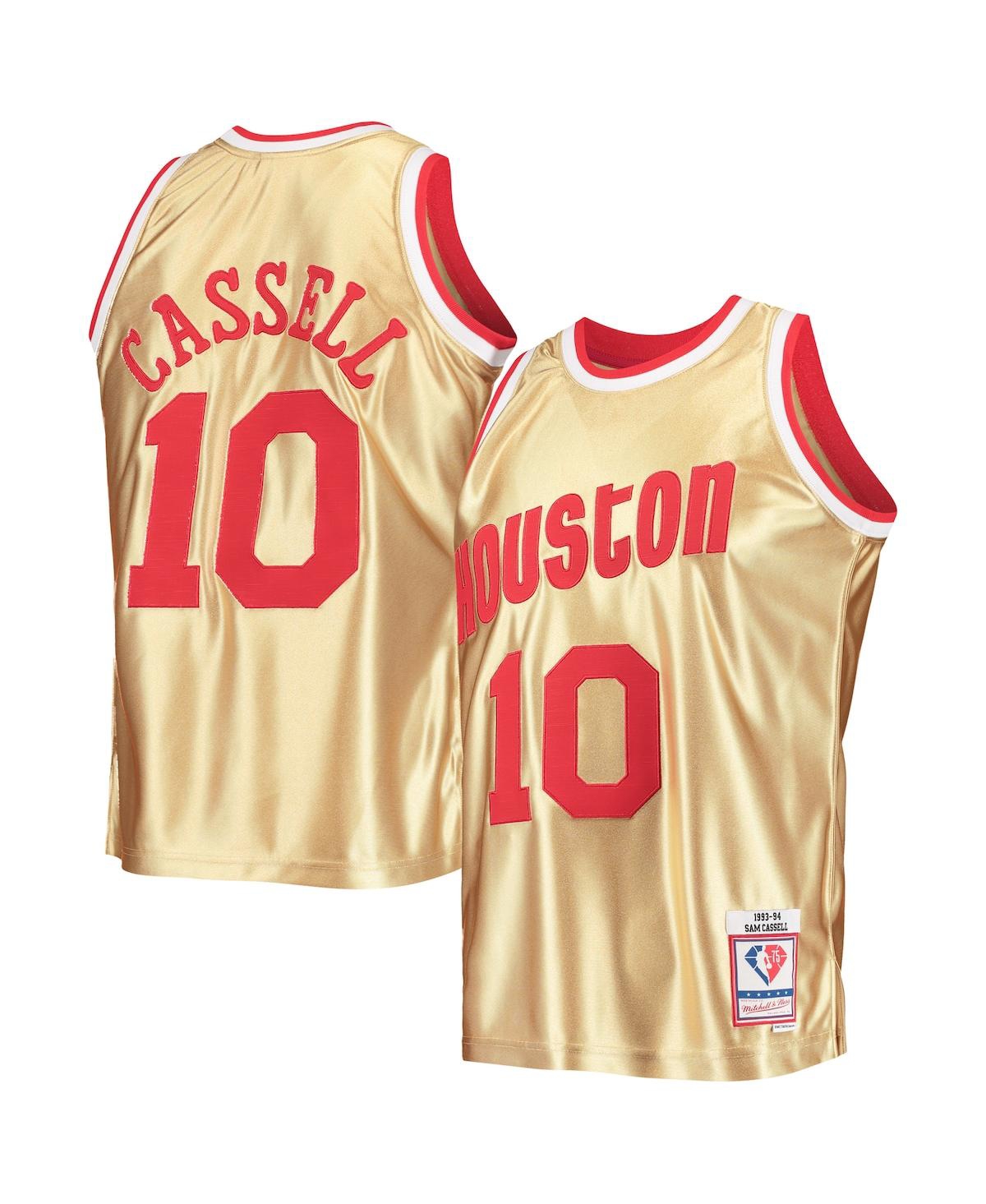 Men's Mitchell & Ness Sam Cassell Gold Houston Rockets 75th Anniversary 1993-94 Hardwood Classics Swingman Jersey - Gold