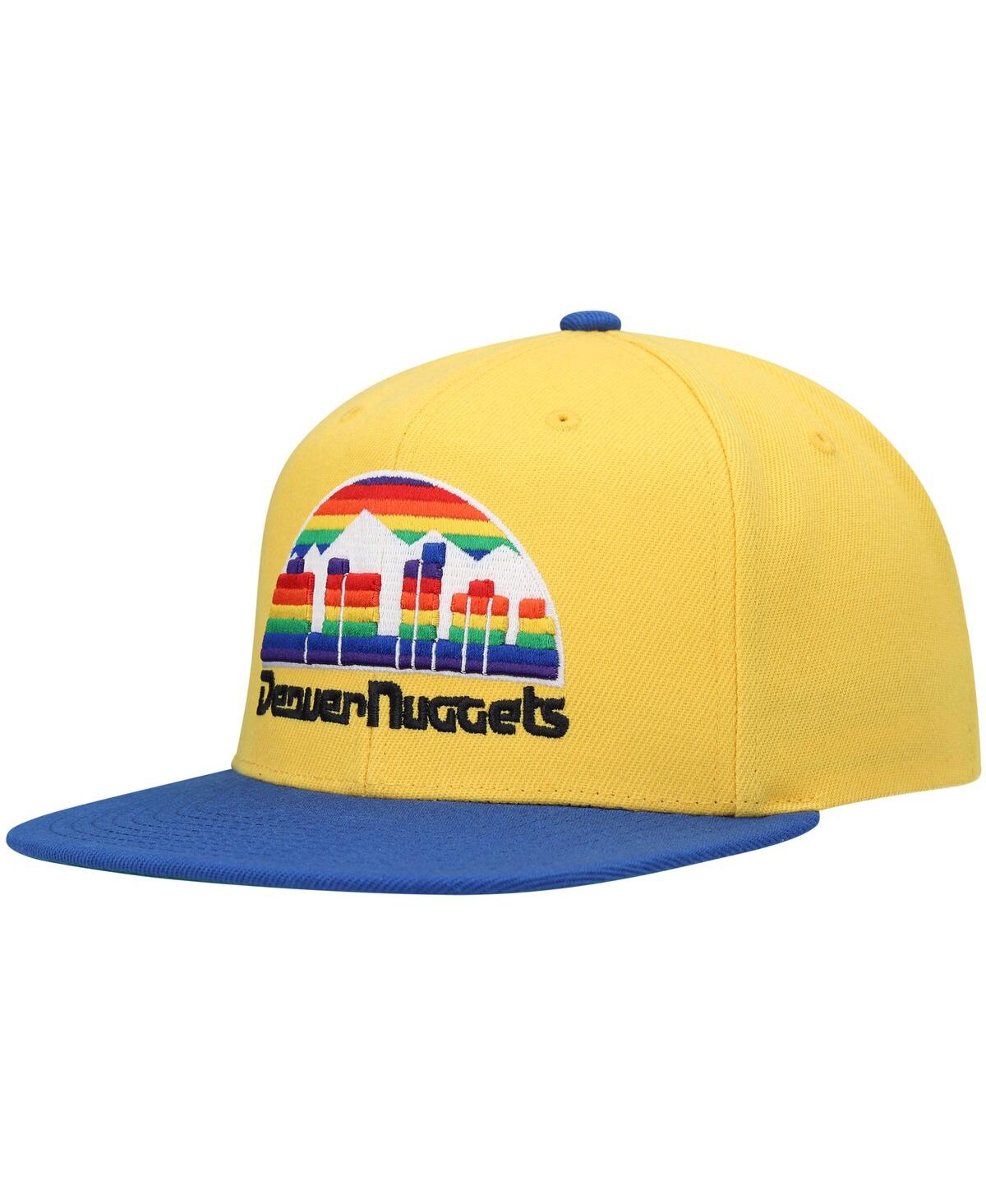 Men's Mitchell & Nessand Royal Denver Nuggets Hardwood Classics Snapback Hat - Gold, Royal