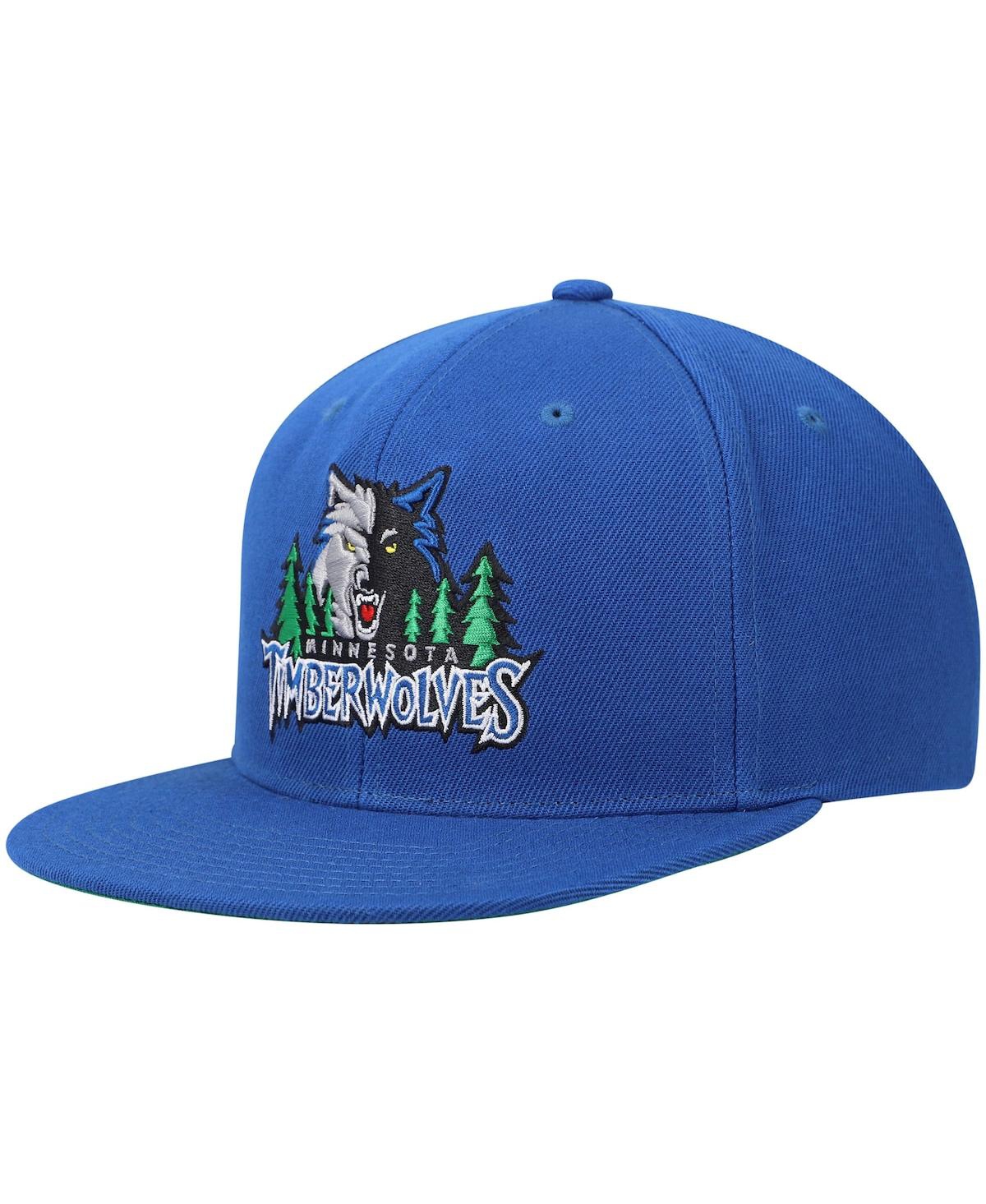 Mitchell & Ness Men's  Blue Minnesota Timberwolves Hardwood Classics Snapback Hat In Blue