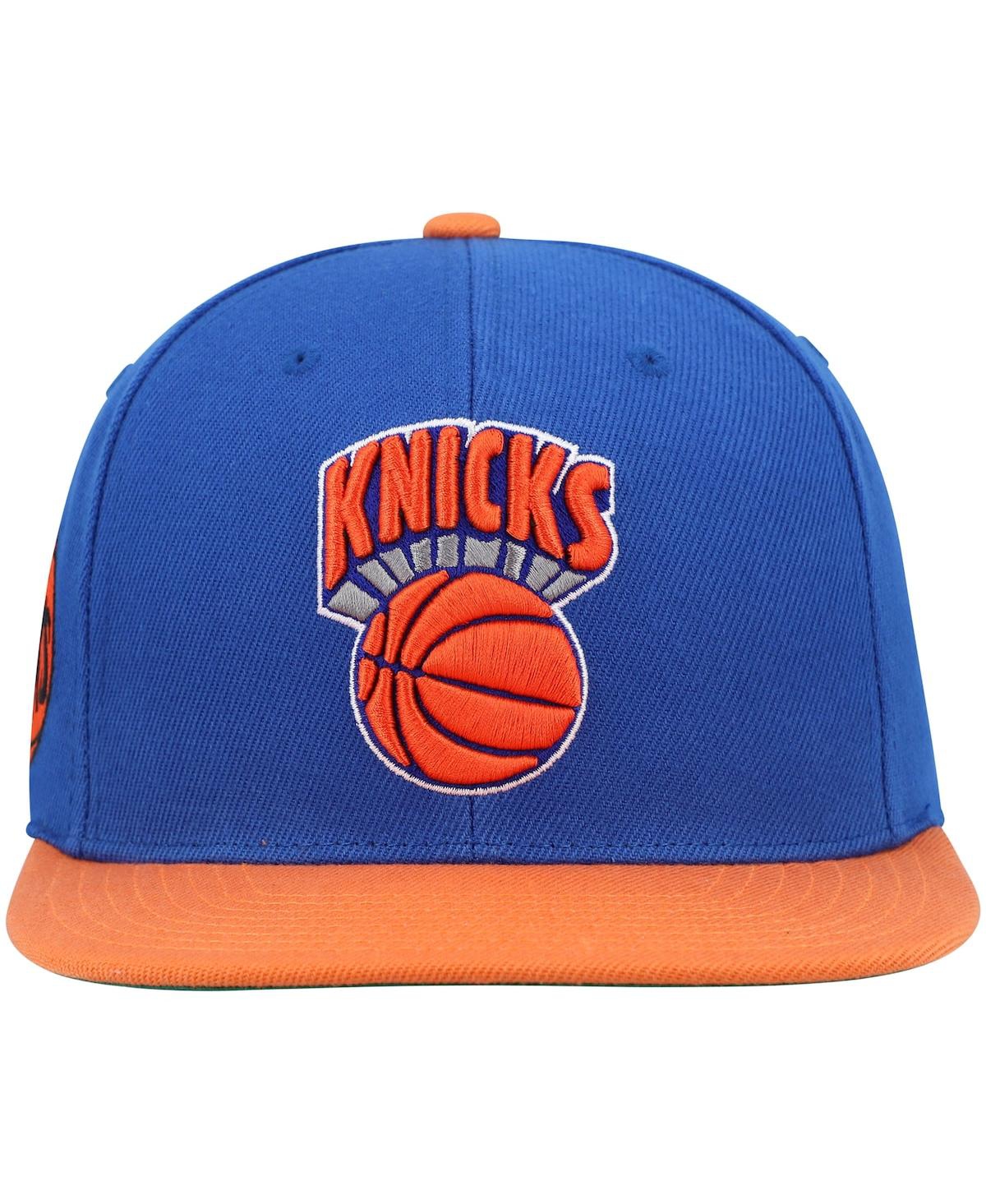 Mitchell & Ness Men's  Blue And Orange New York Knicks Hardwood Classics Snapback Hat In Blue,orange