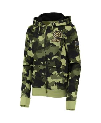Women's Green Chicago Cubs 2022 MLB Armed Forces Day Camo Full-Zip Hoodie