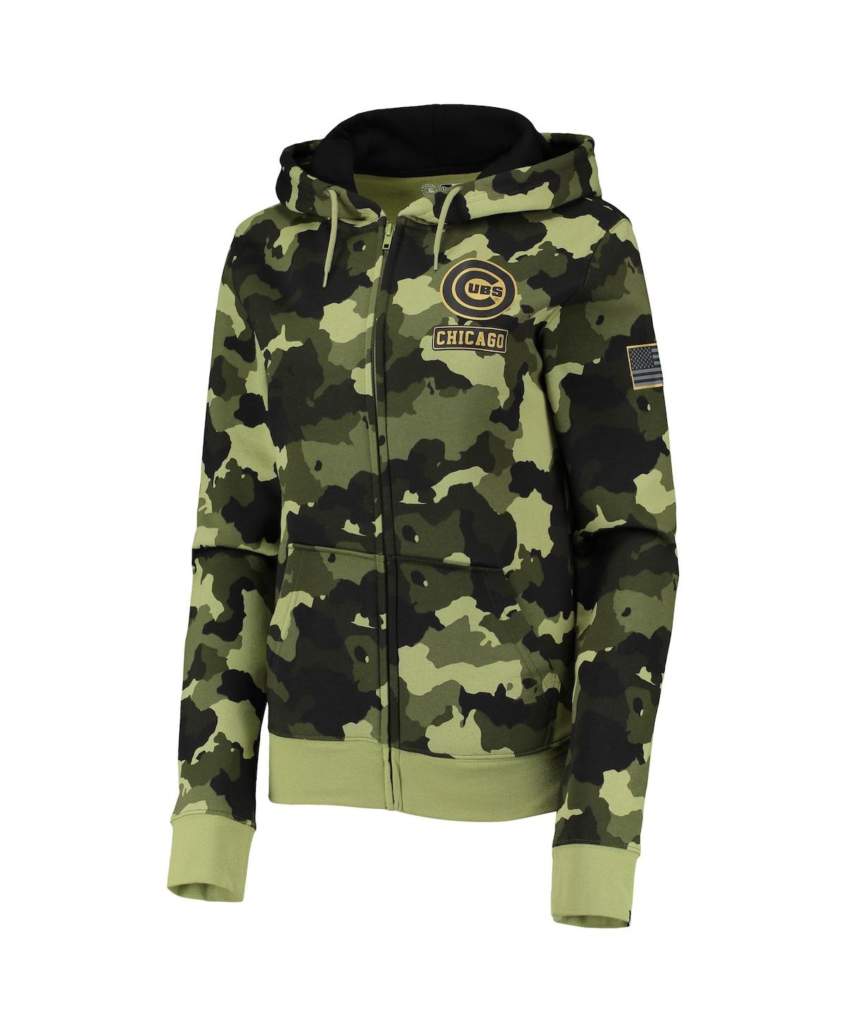 Shop New Era Women's  Green Chicago Cubs 2022 Mlb Armed Forces Day Camo Full-zip Hoodie