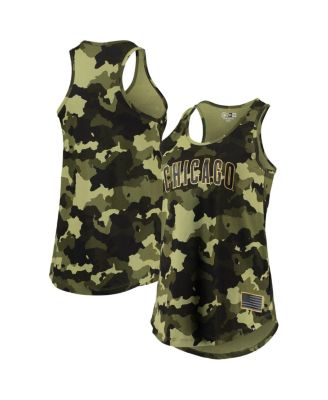 New Era Green Chicago Cubs 2022 MLB Armed Forces Day Camo Racerback Tank Top