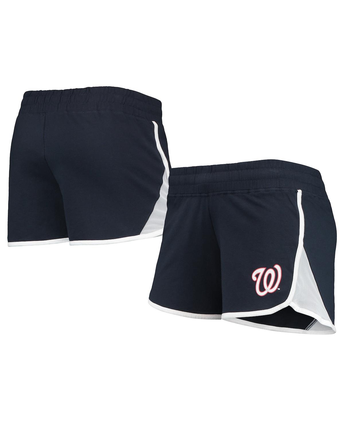 NEW ERA WOMEN'S NEW ERA NAVY WASHINGTON NATIONALS STRETCH FRENCH TERRY SHORTS 