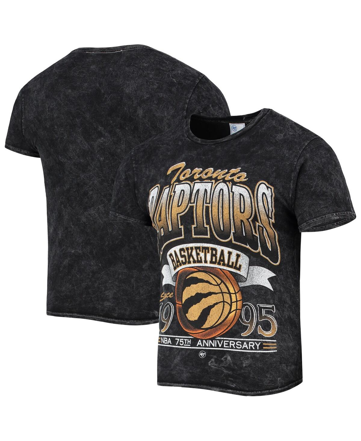 Men's '47Toronto Raptors 75Th Anniversary City Edition Mineral Wash Vintage-Look Tubular T-shirt - Black
