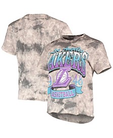 Women's '47 White, Black Los Angeles Lakers 2021/22 City Edition Vintage-Look Tie-Dye Tubular Cropped T-shirt