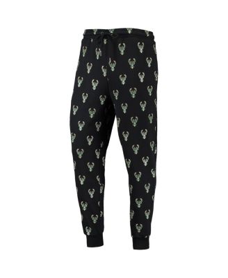 Men's Black Milwaukee Bucks Allover Logo Jogger Pants