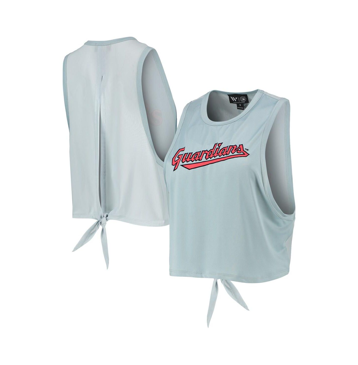 Женский топ The Wild Collective Light Blue Cleveland Guardians Open Back Twist-Tie — фото 4