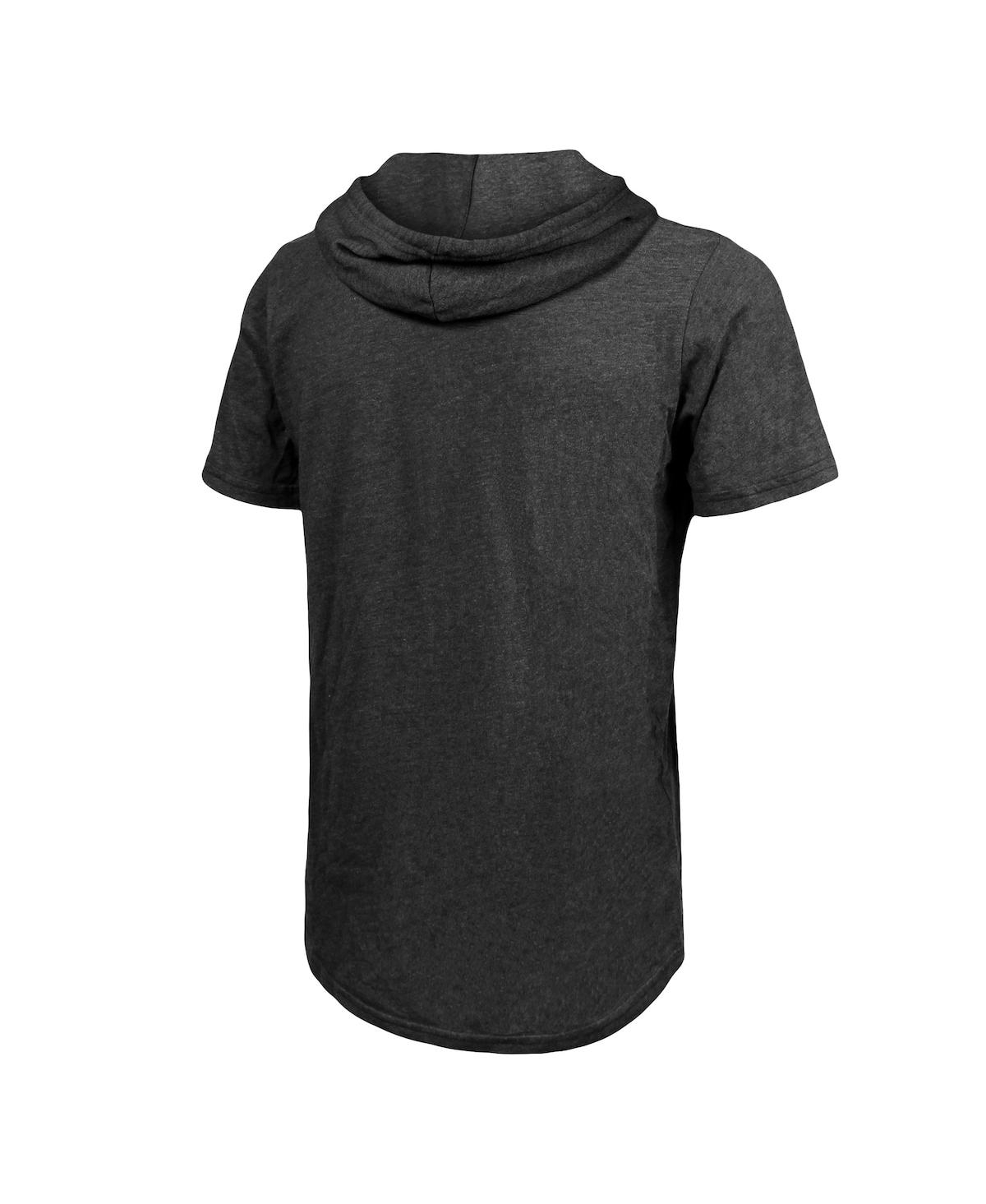 Shop Majestic Men's  Threads Heathered Black Los Angeles Lakers Wordmark Tri-blend Hoodie T-shirt