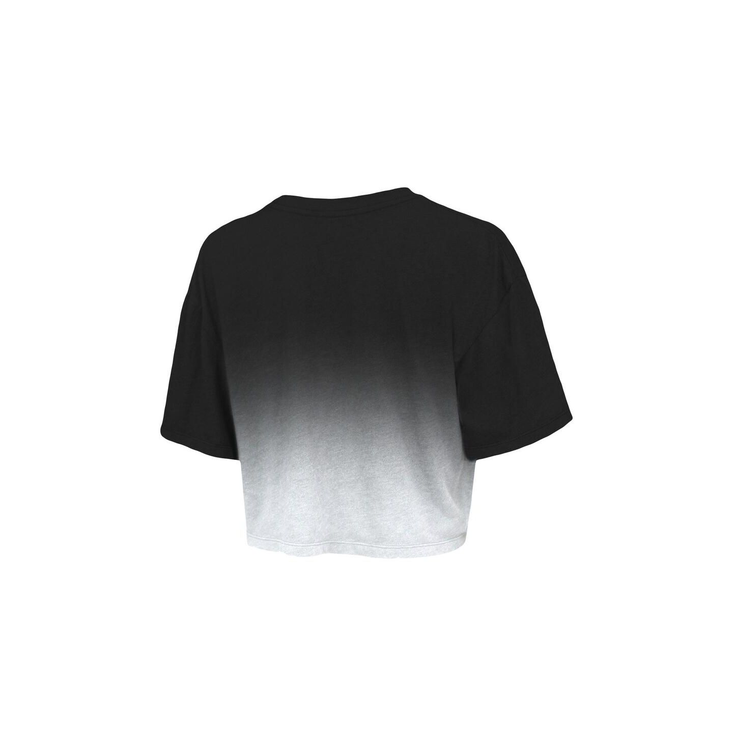 Женская футболка Majestic Threads Black and White Brooklyn Nets Repeat Dip-Dye Cropped — фото 3