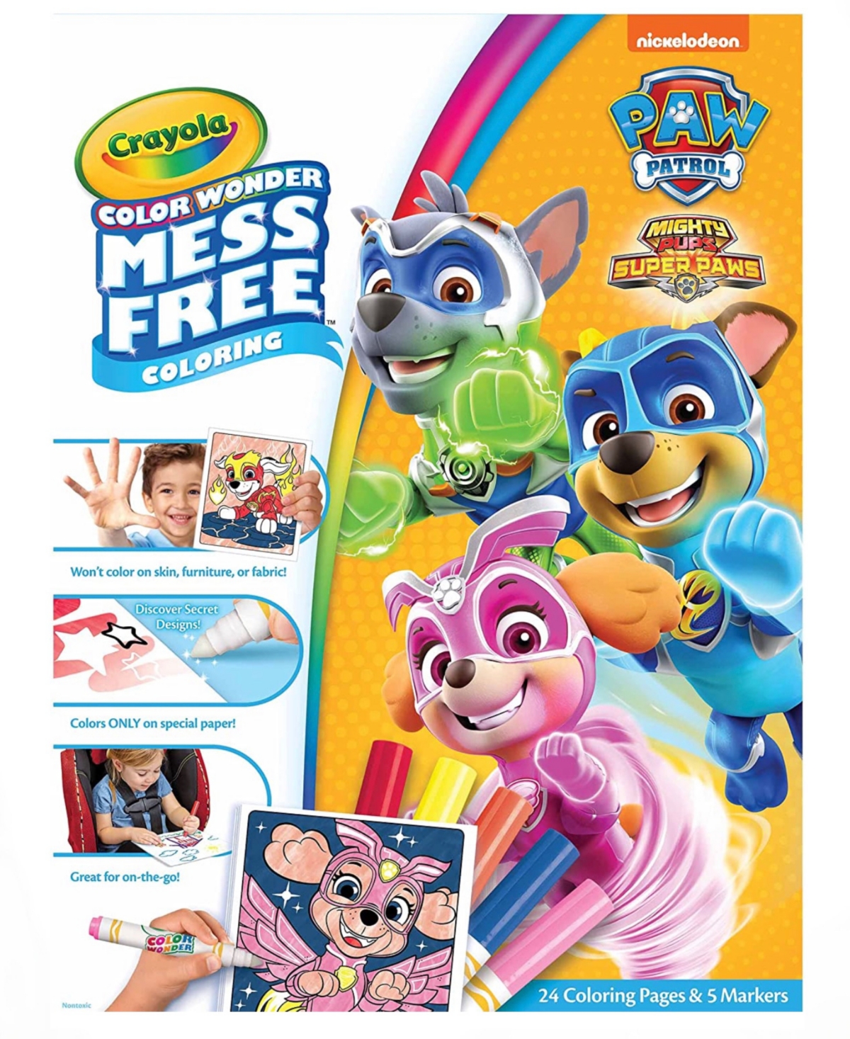 Mess Free "Paw Patrol, Super Paws" Adventures 18 Pages of Fun Games Fold lope - Multi Colored Plastic