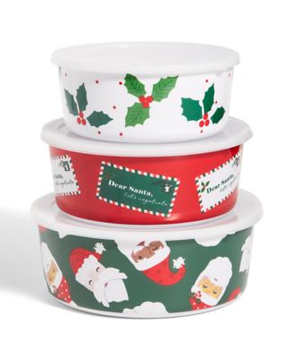Martha Stewart Collection - Holiday 3-Pc. Nesting Food Storage Containers