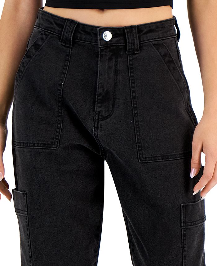 Gemma Rae Juniors' High-Rise Relaxed Fit Carpenter Mom Jeans - Macy's