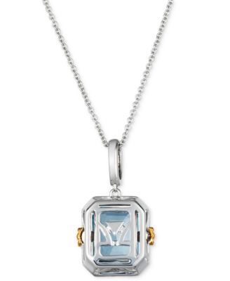 Sea Blue Aquamarine (2 ct. t.w.) & Diamond (1/4 ct. t.w.) 20" Adjustable Pendant Necklace in 14k Two-Tone Gold