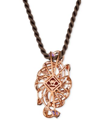Crazy Collection&reg; Multi-Gemstone Swirl Silk Cord 20" Pendant Necklace (8-1/2 ct. t.w.) in 14k Rose Gold