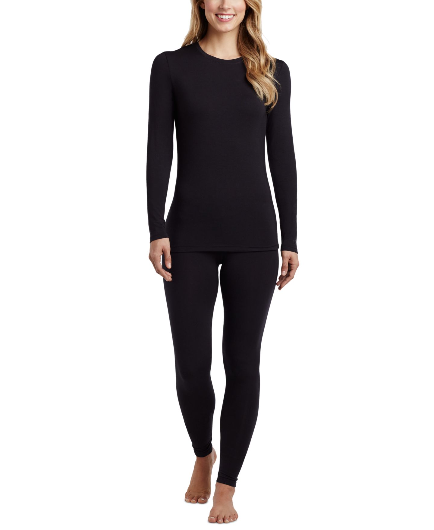 Женский топ Cuddl Duds Softwear with Stretch Long-Sleeve Layering Top, цвет: Чёрный — фото 2