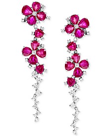 Ruby (9-1/2 ct. t.w.) & Diamond (7/8 ct. t.w.) Flower Drop Earrings in 14k White Gold