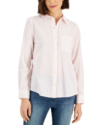 Style & Co - Women's Striped Cotton Button-Up Shirt