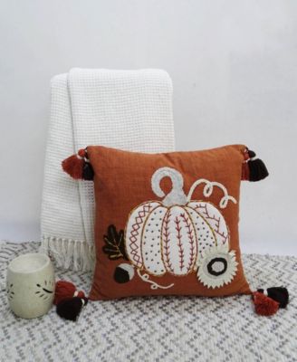 Pumpkin Tassels Harvest Decorative Pillow, 20" x 20"