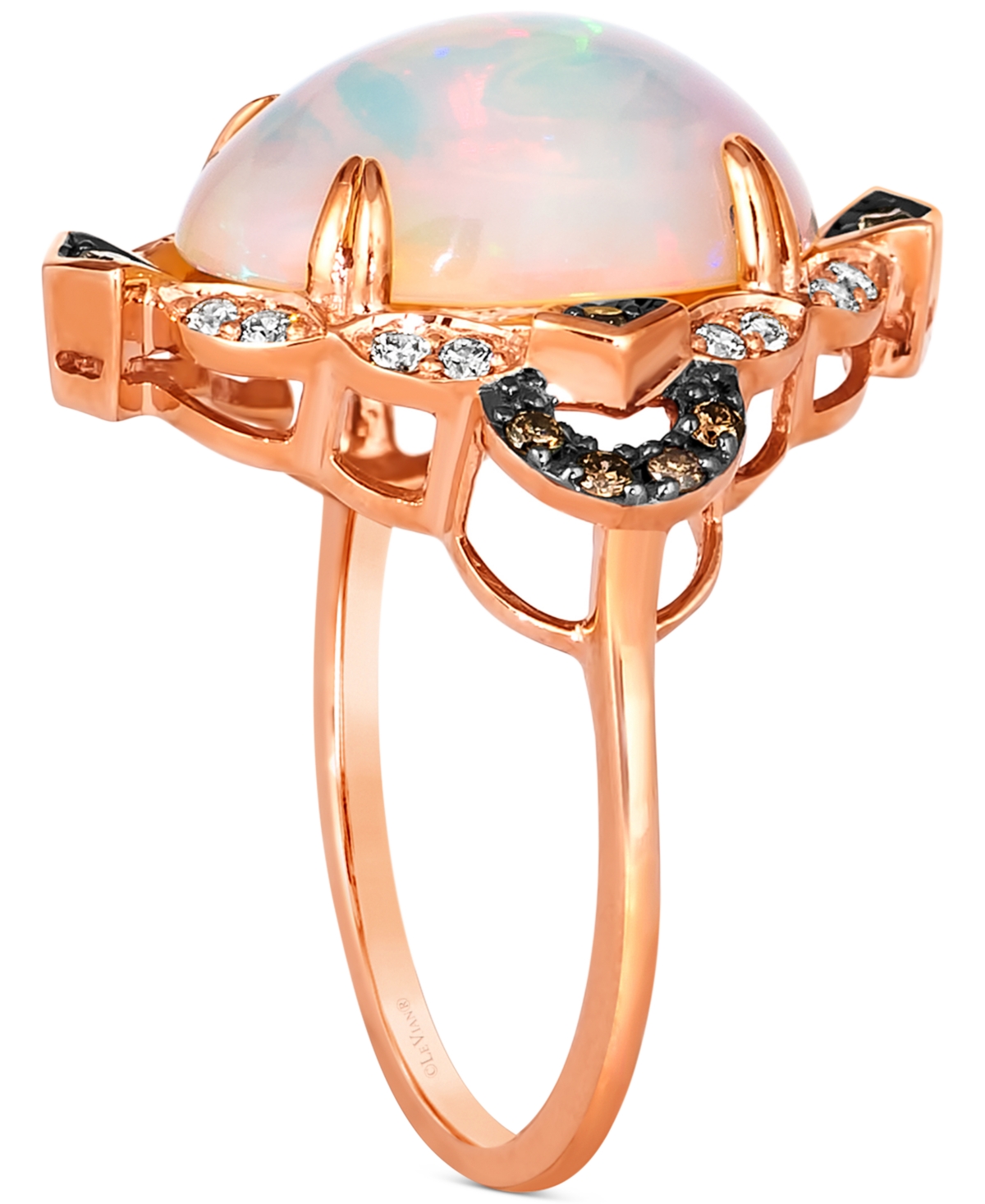 Le Vian Neopolitan(3-1/5 ct. t.w.) & Diamond (1/4 ct. t.w.) Halo Ring in 14k Rose Gold - Opal