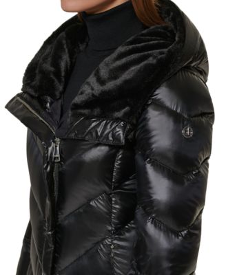 Women's Faux-Fur-Lined Hooded Down Puffer Coat