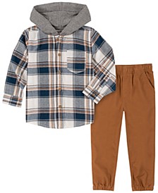 Toddler Boys Front Shirt and Twill Joggers, 2 Piece Set