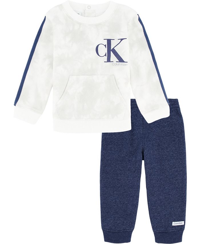 Calvin Klein Baby Boys Tie-Dye Sweatshirt and Solid Joggers Set, 2 ...