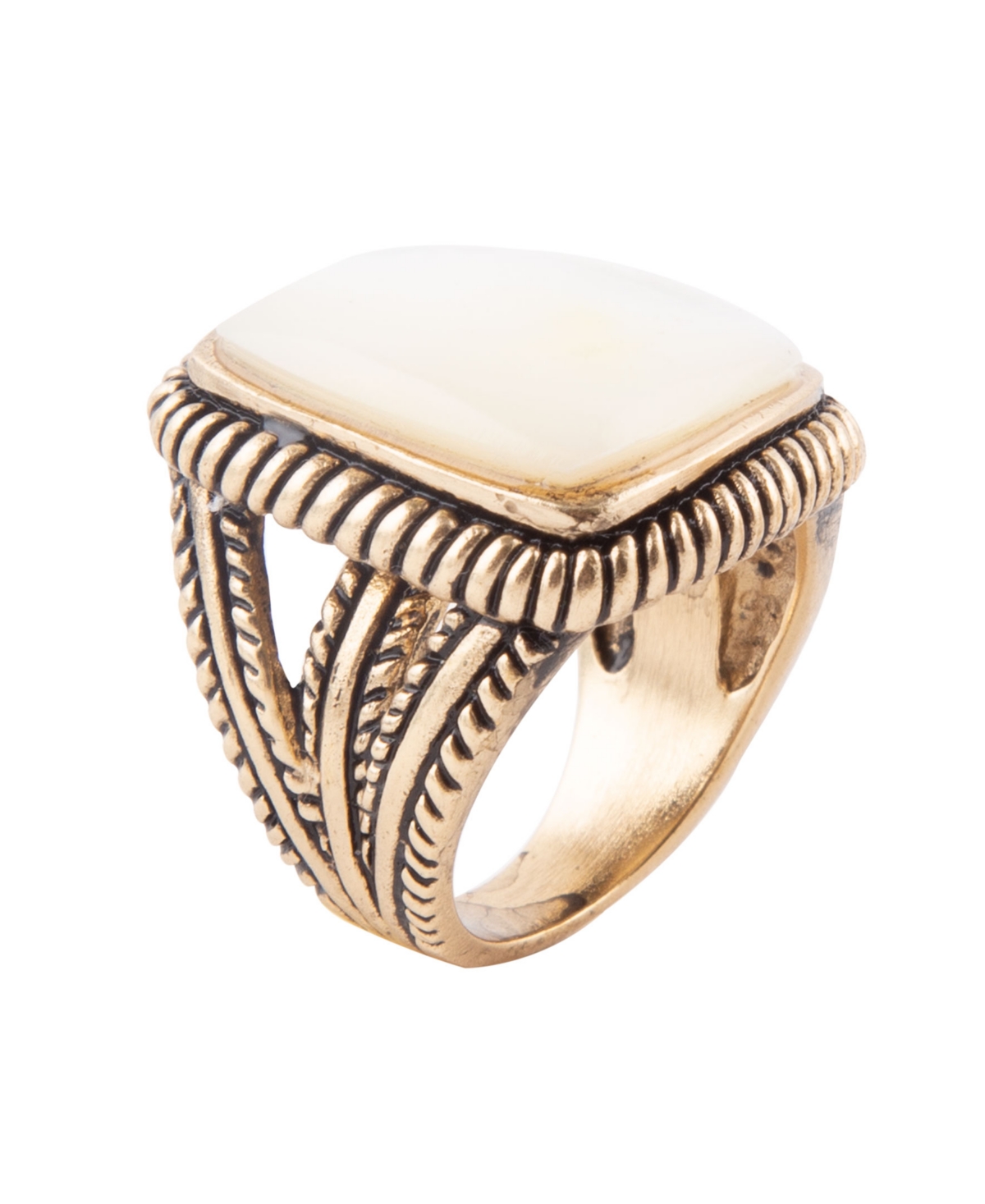 Navajo Bronze and Genuine Mother-of-Pearl Statement Ring - Mother-of-Pearl