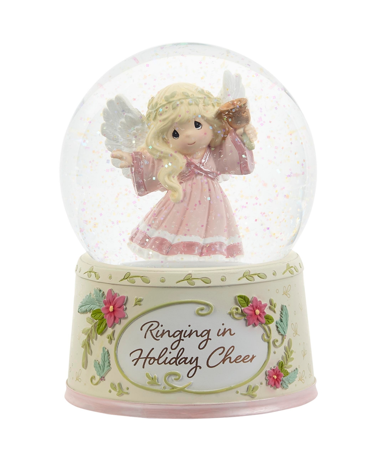 221104 Ringing in Holiday Cheer Annual Angel Musical Resin, Glass Snow Globe - Multicolor