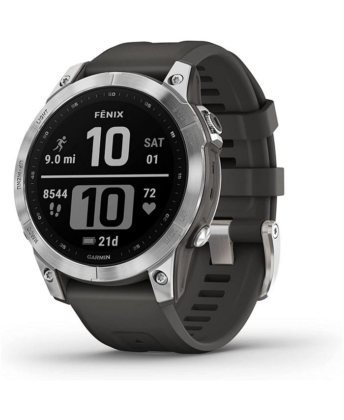Garmin Unisex Fenix 7 Silver-tone with Graphite Silicone Band