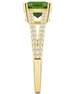 Peridot and Diamond Accent Ring in 14K Yellow Gold