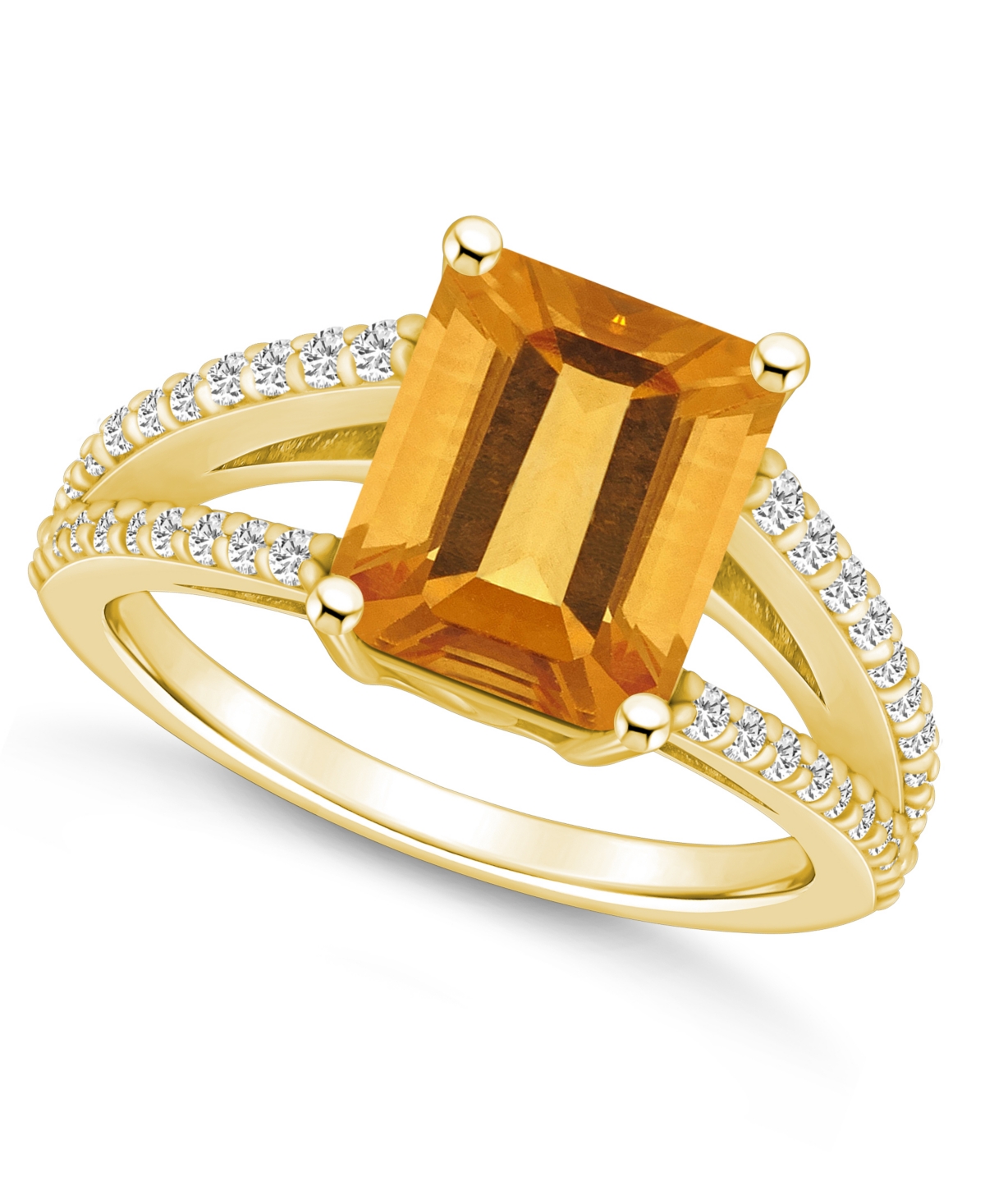 Macy's Citrine And Diamond Accent Ring In 14k Yellow Gold In Orange