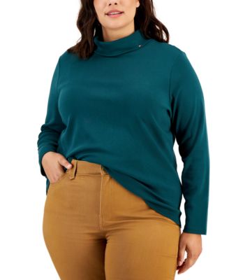 Plus Size Long Sleeve Knit Turtleneck Top